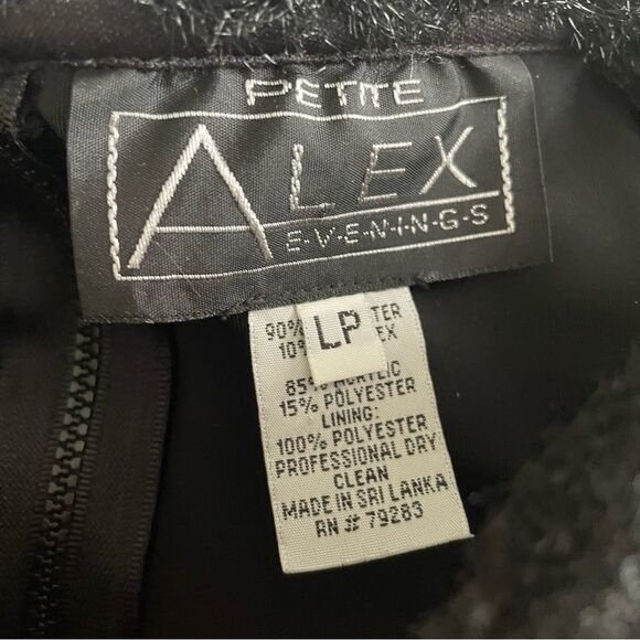 VINTAGE Y2K Alex Evenings Off Shoulder Faux Fur Velvet Top Black - Picture 5 of 7